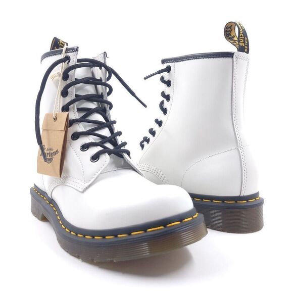 Dr Martens 1460 White Smooth Standard Fit Womens 8 Lace Up Boot Shoes 11821100 - Picture 1 of 14